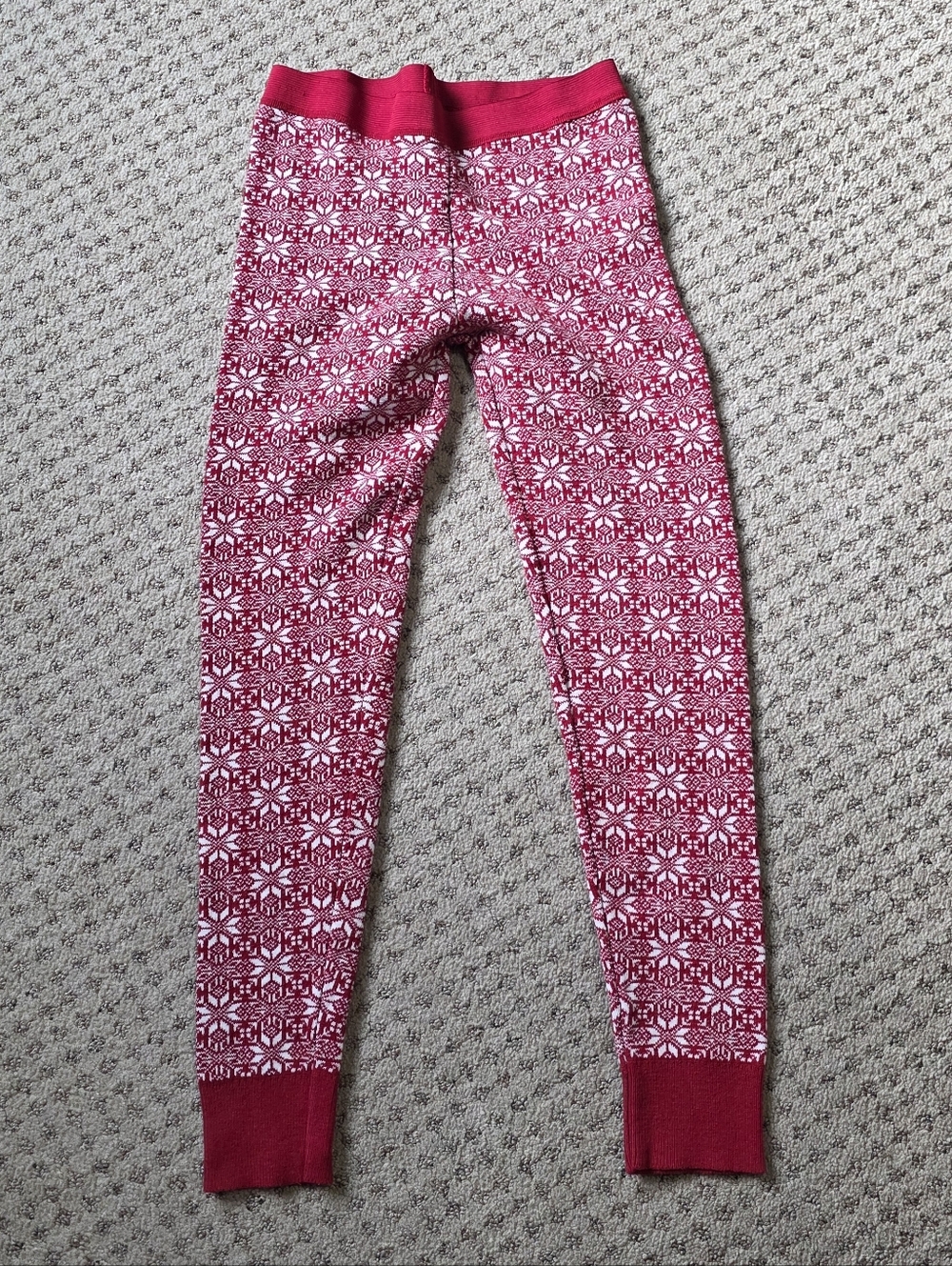 ruby moon Red and White Fair Isle Knit Leggings